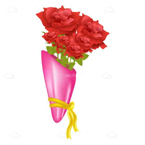 Bunch of Red Roses with Pink Wrapping